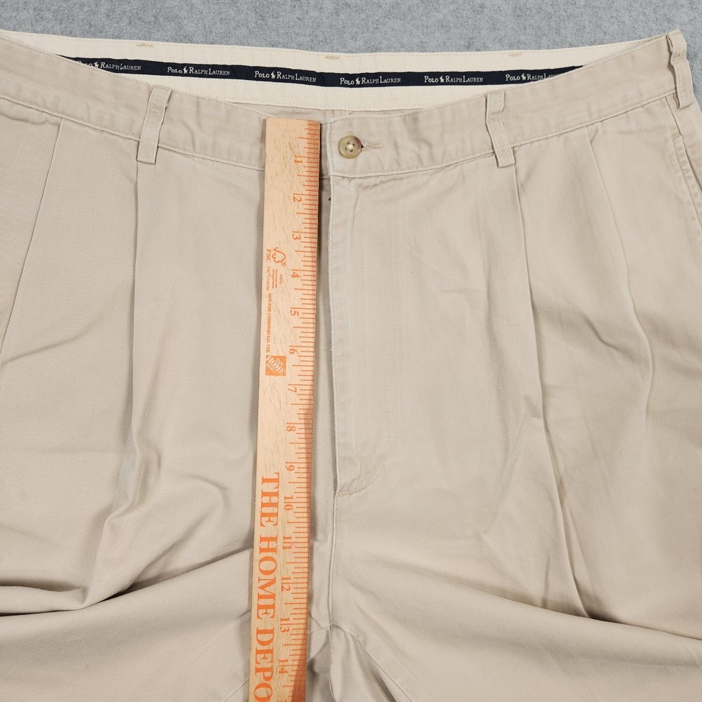 Vintage Polo Ralph Lauren Hammond Pant 40x30 (Act 38x30) Tan Pleated Chino USA - Picture 16 of 16